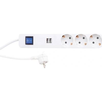 REV Разклонител за маса "ice" 3 контакта, с ключ, usb порт (0014348100) (0014348100)