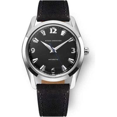 Nivada Grenchen Antarctic 35 mm Black White Luminova Black Leather