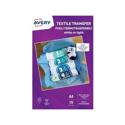 Avery Хартия за Печат Avery Textile Transfer A4 15 Листи