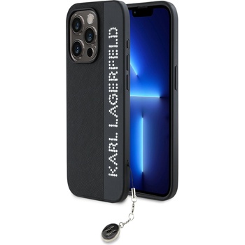 KARL LAGERFELD PU Saffiano Rhinestone Charm Заден капак за iPhone 15 Pro Black Karl Lagerfeld | Cheren | ЖЕНИ | UNI