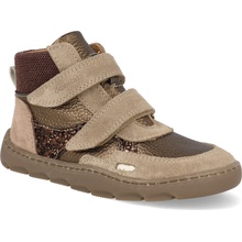 Develab barefoot dětské kotníkové boty Midcut Sneak. 2 Velc. Leath Taupe hnědé