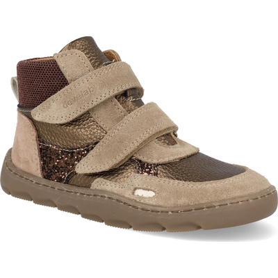 Develab barefoot dětské kotníkové boty Midcut Sneak. 2 Velc. Leath Taupe hnědé