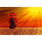 DIMEX ART Флизелинов фототапет кораб при залез слънце 375 x 250 см
