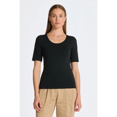 Gant tričko SLIM COT/ELA SS SCOOP NECK TOP čierna