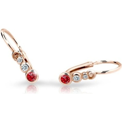 Danfil dětské náušnice C2255 z růžového zlata s kamínky Ruby Dark zapínání brizura