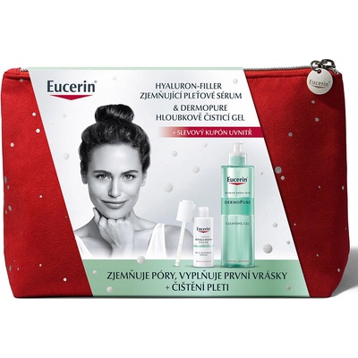Eucerin Hyaluron-Filler & Dermopure pleťové sérum 30 ml + čistiaci gél 400 ml (Vianoce 2021) darčeková sada
