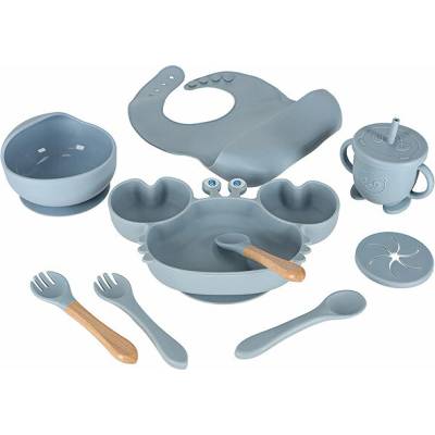 KIK KX4526 Silikonová sada nádobí pro děti světle modrá 9 ks