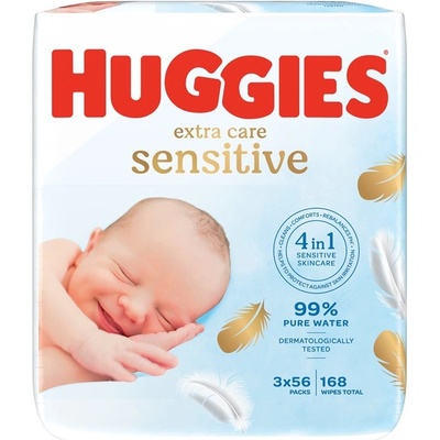 Huggies Extra Care Sensitive Triplo vlhčené obrúsky 3 x 56 ks