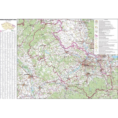 Moravskoslezský kraj - nástěnná mapa 113 x 83 cm, lamino + černý hliníkový rám