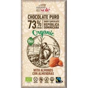 Chocolates Solé Шоколади Solé - 73% органичен черен шоколад с бадеми 150g