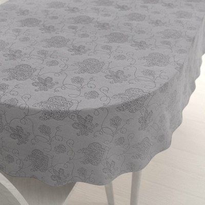 Biante Teflonový oválný ubrus TF-083 Květované ornamenty na šedém 140x220 cm