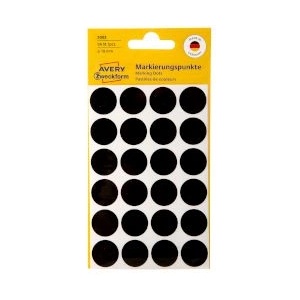 Avery-Zweckform Етикети Ф18мм, 96 броя, черни
