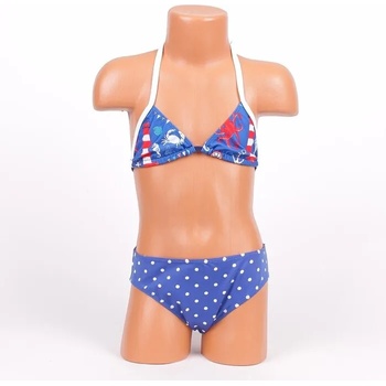 Image 1 of Детски бански в синьо с картинки и точки