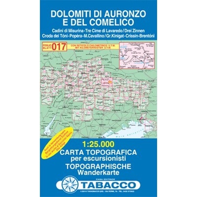 Dolomity oblast Auronzo a Comelico (Tabacco - 017) - turistická mapa | knihynahory.cz