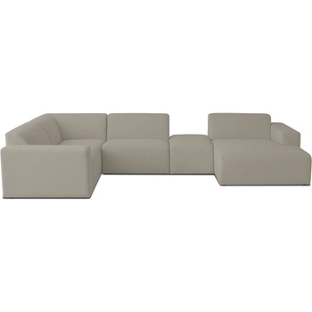 Scandic Светлокафяв ъглов диван от букле ("U" форма) Roxy - Scandic (U corner with small pouf right CM 9 capp.)