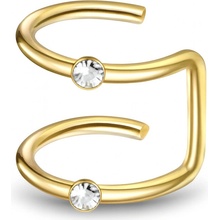 SARINES Zlatý earcuff se zirkony, bez nutnosti piercingu S1100