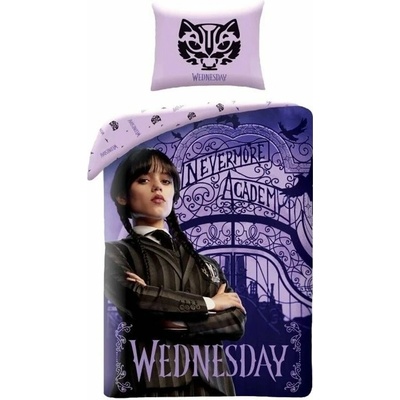 Halantex bavlna obliečky Wednesday motív Nevermore Academy 100% bavlna 70x90 140x200