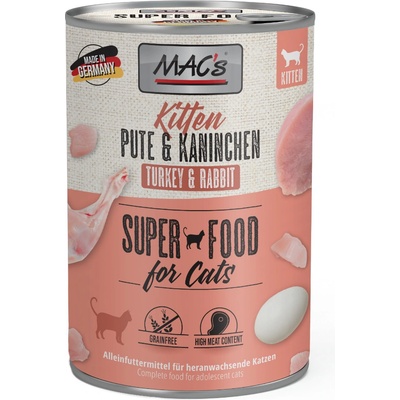 MAC´s cat Kitten morčacie a králičie 12 x 400 g