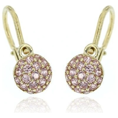 Zlatnictví U Kostela dětské náušnice s růžovými kamínky 704Rž