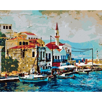 zuty Malování Podle Čísel Krásné Kastelorizo Bay V Řecku 40 x 50 Cm Plátno Rám