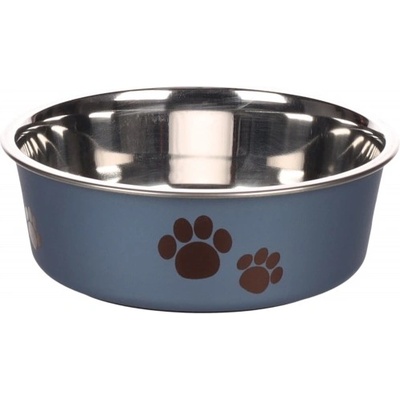 Flamingo Feeding and drinking bowl Kena Round Metallic blue Silver - иноксова купа за вода или храна - ТЪМНО СИНЯ, размер Ø14 см / 450 мл, Белгия - 1030944