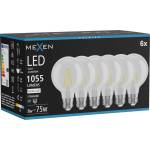 Mexen Vintis 6x LED крушка филамент E27, G80, 8W, Неутрална - 4000K, 1055 lm, прозрачен (L155-E27-0840-00x06)