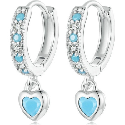 Olivie stříbrné náušnice TYRKYSOVÁ SRDÍČKA 9227