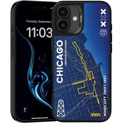 Benks Dynamic City Magsafe iPhone 16, vzor Chicago - modré