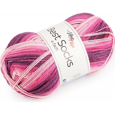 Prima-obchod Pletací příze Best Socks samovzorovací / ponožkovka 100 g, barva 25 (7406) růžovofialová