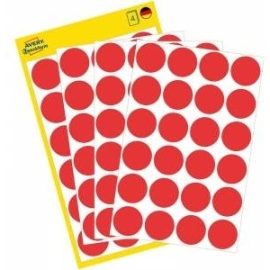 Avery Zweckform labels 18mm, red, 24 labels, for marking, removable, packed of 4 pcs. , 3595, for handwriting