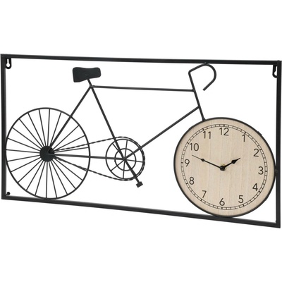 Home Styling Collection Nástěnná dekorace, retro kolo a hodiny, 60 x 32 x 5 cm černá