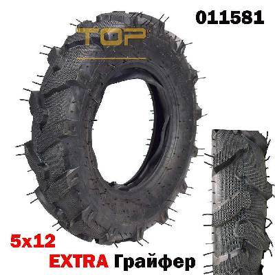 К-т външна и вътрешна гума 5x12, за мотофреза / мотоблок, (011581) (UNI-011581)