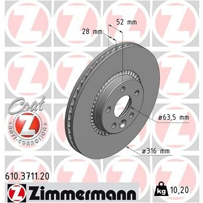 Brzdový kotúč ZIMMERMANN 610.3711.20 (610371120)