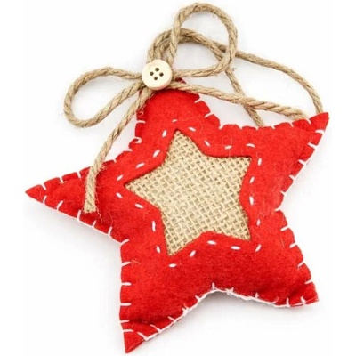 DECOLED Vianočná ozdoba na stromček látková poinsettia 11,5 cm, závesná