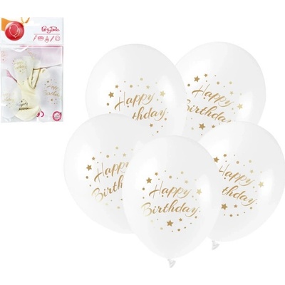 Arpex dekoracje Latexové balóniky Happy Birthday so zlatou potlačou 28 cm