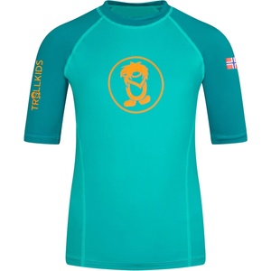 Trollkids Детска плажна тениска от ликра Trollkids Kid's Kvalvika T Sport shirt - Sea Green / Lagoon Green - размер 92 (EU) (704-1803-1111)