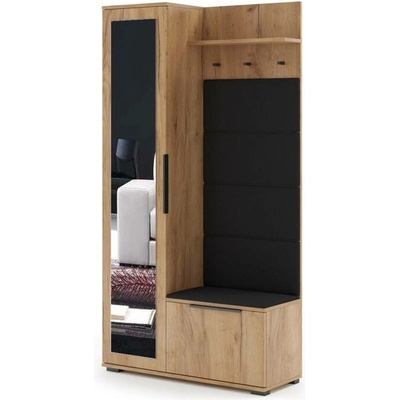 Sconto Predsieňová zostava LÍVIA dub craft/čierna/zrkadlo, ľavá