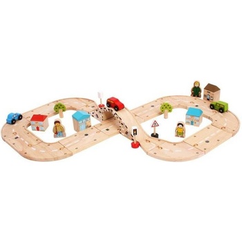 Bigjigs Dřevěná autodráha osmička