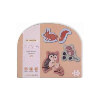 FiIibaba sada 7 puzzle Severské zvierátká
