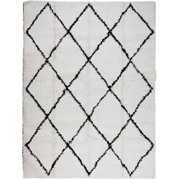 Шаги килим с висок косъм, модерен, кремав и черен, 300x400 см