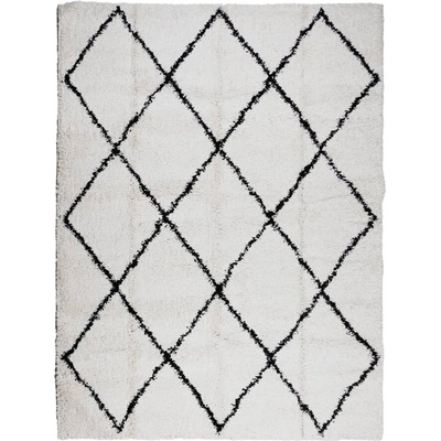 Шаги килим с висок косъм, модерен, кремав и черен, 300x400 см