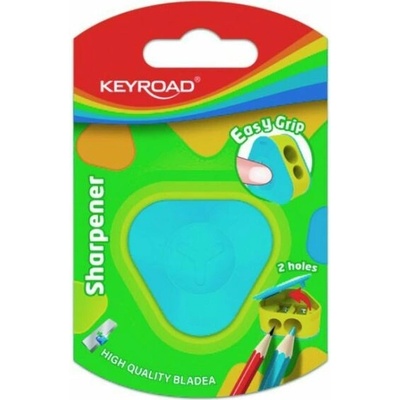 Strúhadlo KEYROAD plastové s dvomi otvormi, blister, mix farieb