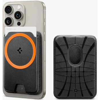 Image 1 of Spigen Valentinus MagSafe 3 Card Holder (MagFit Plus) - кожен портфейл (джоб) за прикрепяне към iPhone с MagSafe (черен)