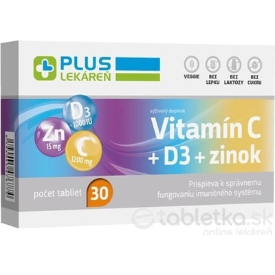 Plus Lekáreň Vitamín C + D3 + zinok 30 tabliet