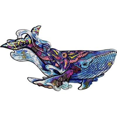 Eureka - Puzzle Colorful Puzzle - Blue whale wooden - 100 piese