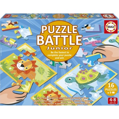Educa Battle zvířátka Animals Junior 16 druhů a 16 karet s obrázky 144 dílků