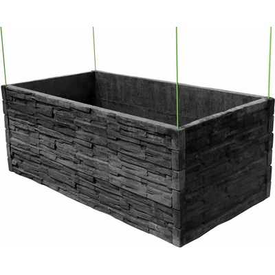 Barigadi Vyvýšený záhon betónový 200 x 100 cm výška 75 cm vzor štiepaný kameň antracit