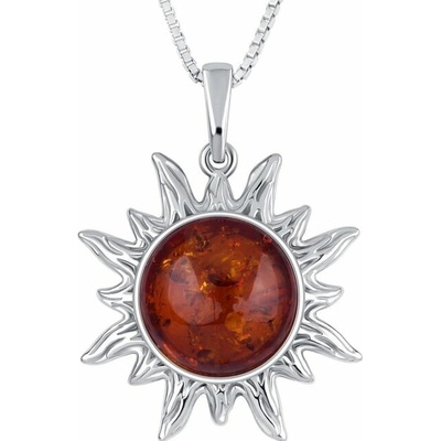 Eppi Stříbrný jantarový přívěsek ve tvaru slunce Mataha P48487