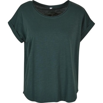 Build Your Brand tričko s prodlouženým zadním dílem Lahvově zelená