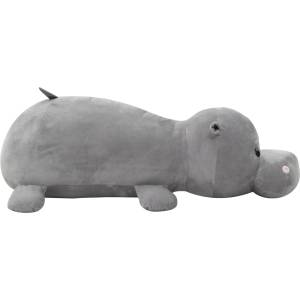 vidaXL Плюшена играчка хипопотам, сива (80245)
